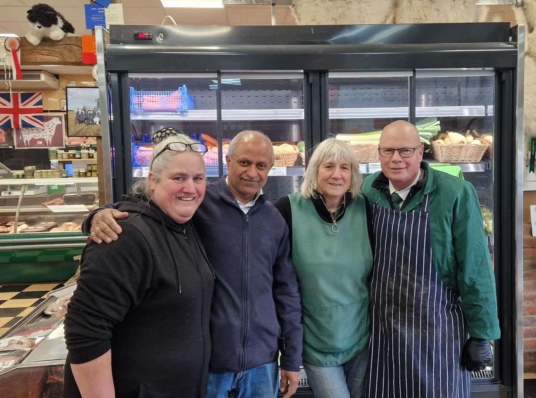 Staff of MB Farms in Stockbury, near Sittingbourne, from the left Tina Jacobs, Praful Jadeja, Pauline Adams and Clive Anderson. Picture: Tina Jacobs