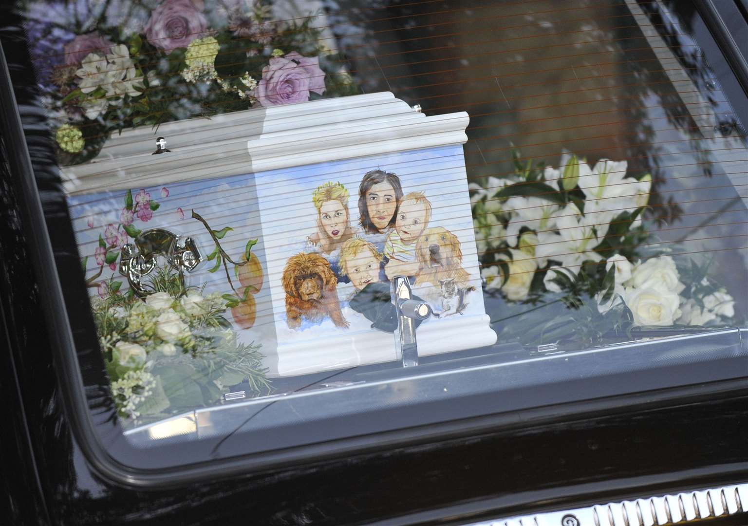 Peaches Geldof’s coffin arrives at her funeral in Faversham. Picture: Tony Flashman