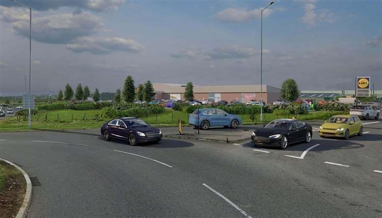 An artist's impression of how the new Lidl could look on Sheppey. Picture: One Design